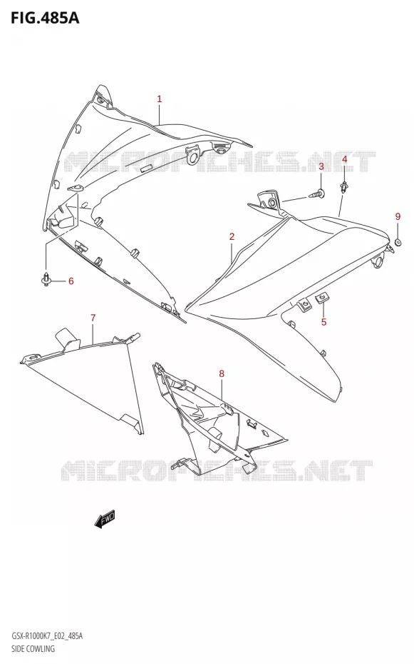 FLANCS DE CARENAGES Suzuki MOTO 1000 GSX-R 2007  GSX-R1000 K7 (E19)