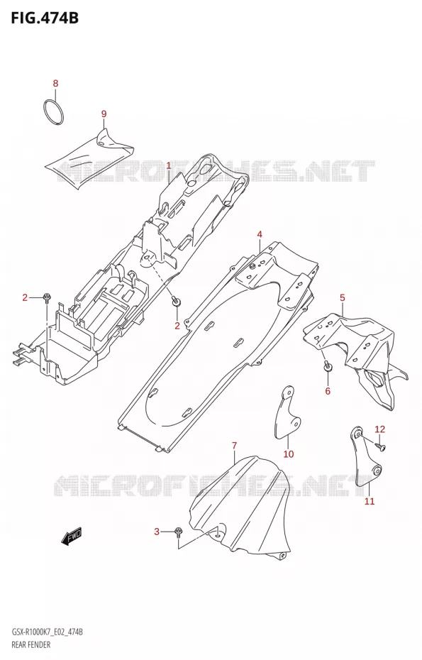 GARDE BOUE ARRIERE Suzuki MOTO 1000 GSX-R 2007  GSX-R1000 K7 (E51)