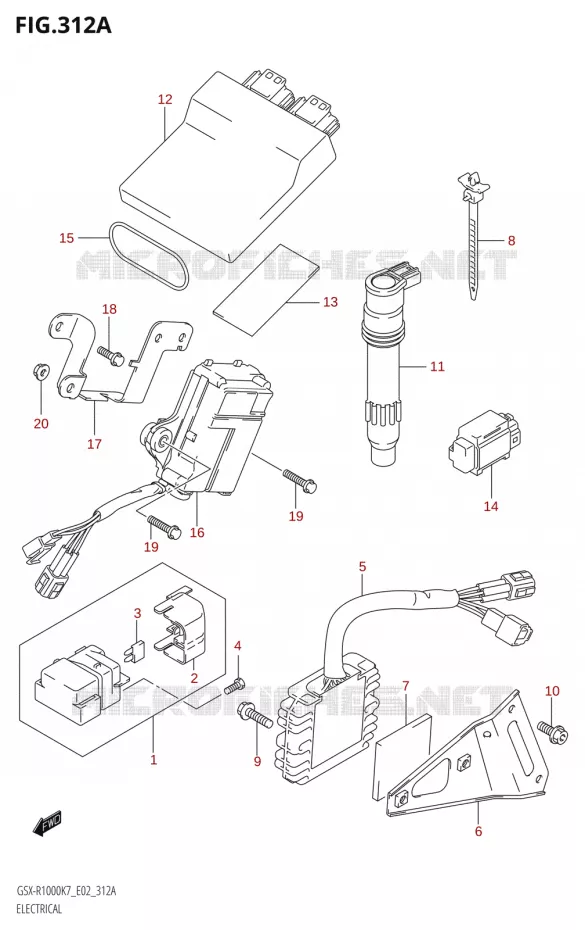 PARTIE ELECTRIQUE000) Suzuki MOTO 1000 GSX-R 2007  GSX-R1000 K7 (P37)