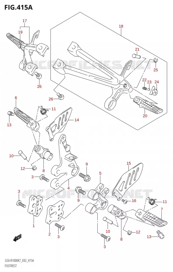 REPOSE PIEDS Suzuki MOTO 1000 GSX-R 2007  GSX-R1000 K7 (E02)