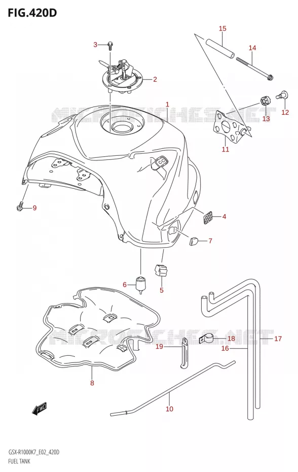 RESERVOIR D'ESSENCE:K8:(E02,E19,E51)) Suzuki MOTO 1000 GSX-R 2007  GSX-R1000 K7 (P37)