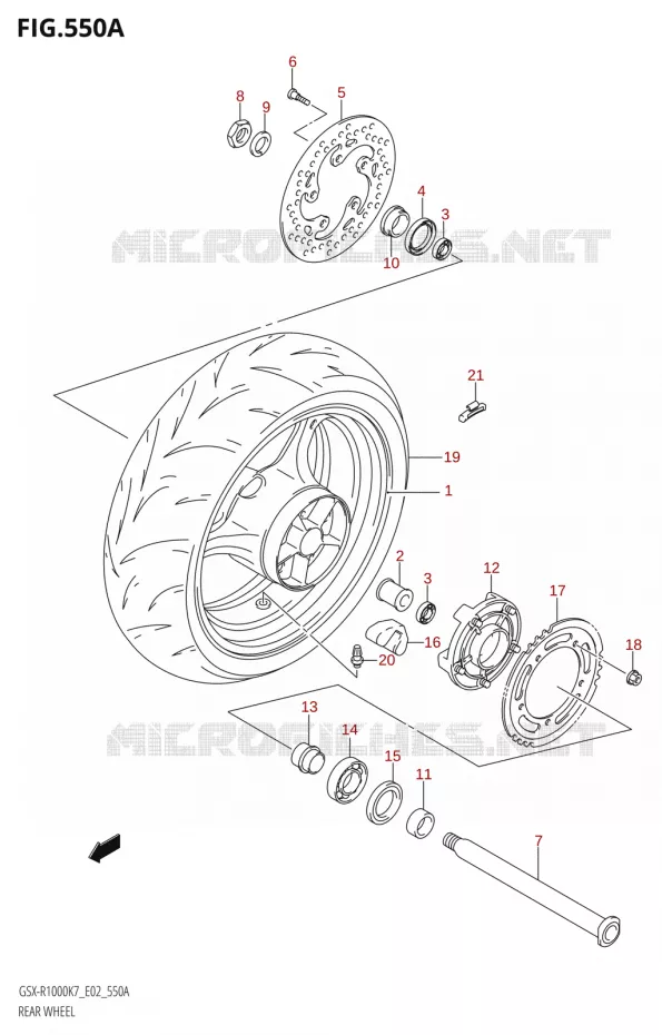 ROUE ARRIERE7) Suzuki MOTO 1000 GSX-R 2007  GSX-R1000 K7 (P37)