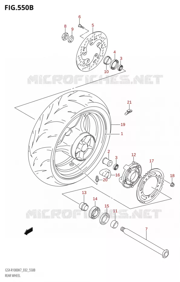 ROUE ARRIERE8) Suzuki MOTO 1000 GSX-R 2007  GSX-R1000 K7 (E51)