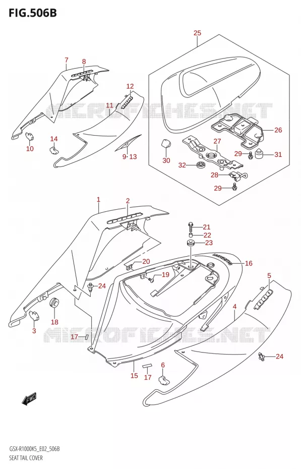 CARENAGE ARRIERE - CAPOT DE SELLE,E19,E24,P37)) Suzuki MOTO 1000 GSX-R 2006  GSX-R1000 K6 (E24)