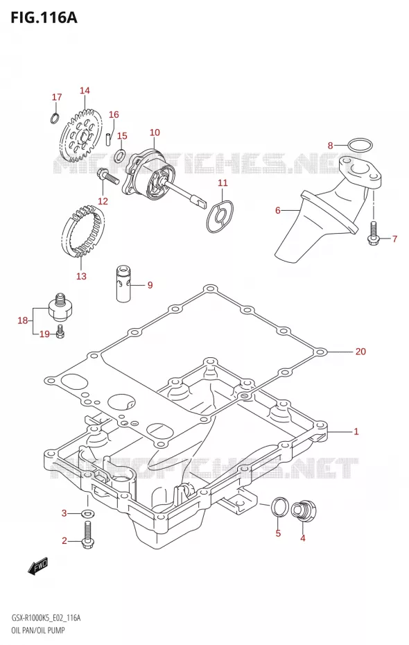 CARTER INFERIEUR - POMPE A HUILE Suzuki MOTO 1000 GSX-R 2006  GSX-R1000 K6 (E24)