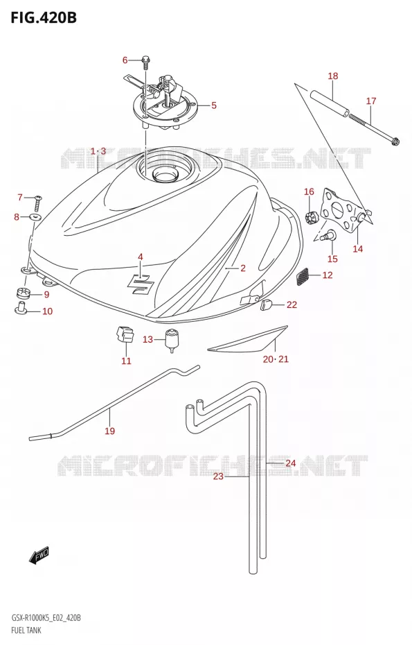 RESERVOIR D'ESSENCEU2:K5:E19) Suzuki MOTO 1000 GSX-R 2006  GSX-R1000 K6 (E37)