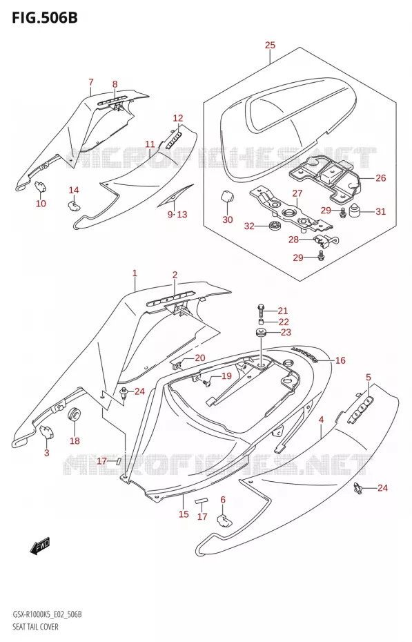 CARENAGE ARRIERE - CAPOT DE SELLE,E19,E24,P37)) Suzuki MOTO 1000 GSX-R 2005  GSX-R1000 K5 (E24)