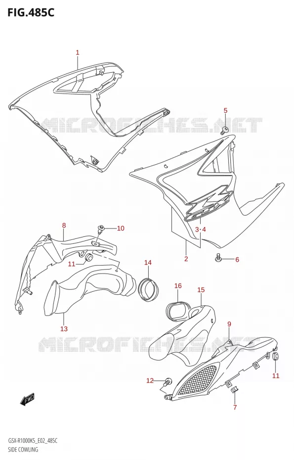 FLANCS DE CARENAGES000:K6:(E02,E19,E24,P37)) Suzuki MOTO 1000 GSX-R 2005  GSX-R1000 K5 (E24)