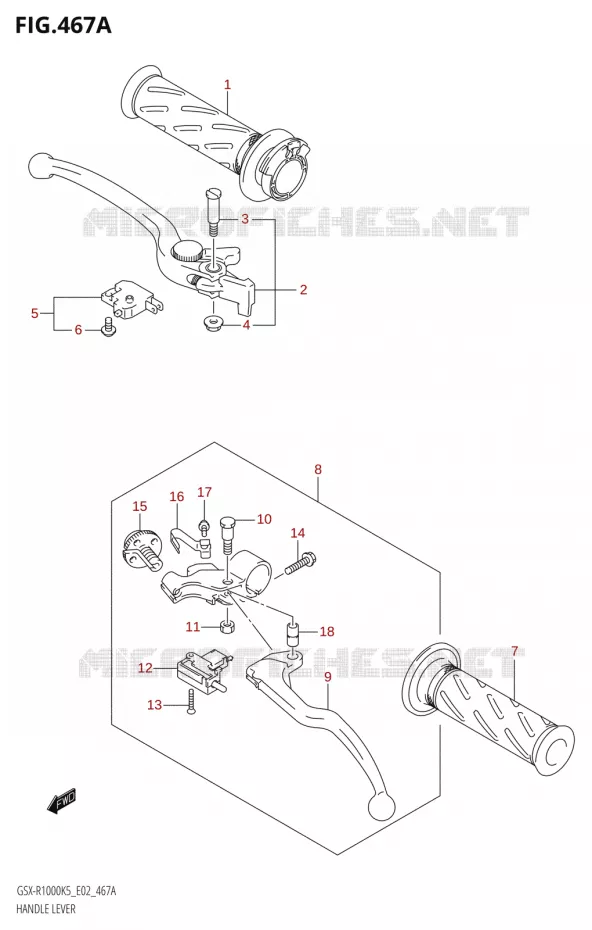 LEVIERS - POIGNEES Suzuki MOTO 1000 GSX-R 2005  GSX-R1000 K5 (E24)