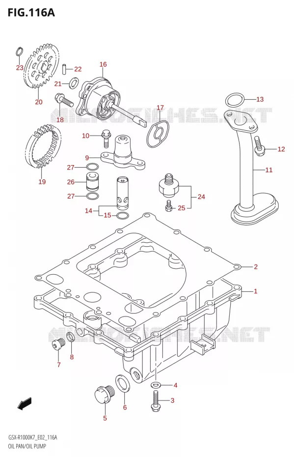 CARTER INFERIEUR - POMPE A HUILE Suzuki MOTO 1000 GSX-R 2008  GSX-R1000 K8 (P37)