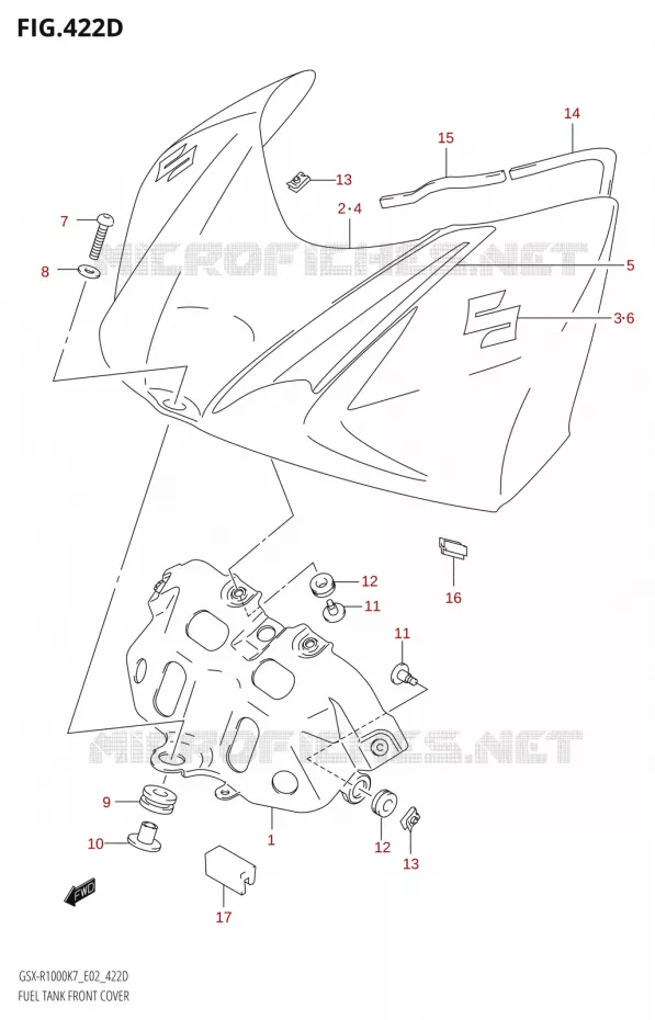 COUVRE RESERVOIR (GSX-R1000U2:K8:E19) Suzuki MOTO 1000 GSX-R 2008  GSX-R1000 K8 (E24)