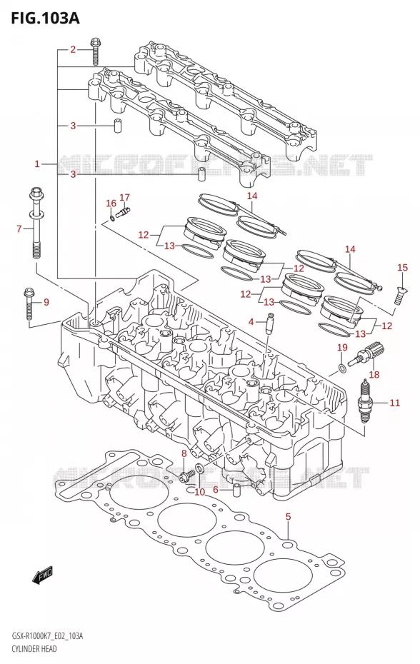 CULASSE Suzuki MOTO 1000 GSX-R 2008  GSX-R1000 K8 (E19)
