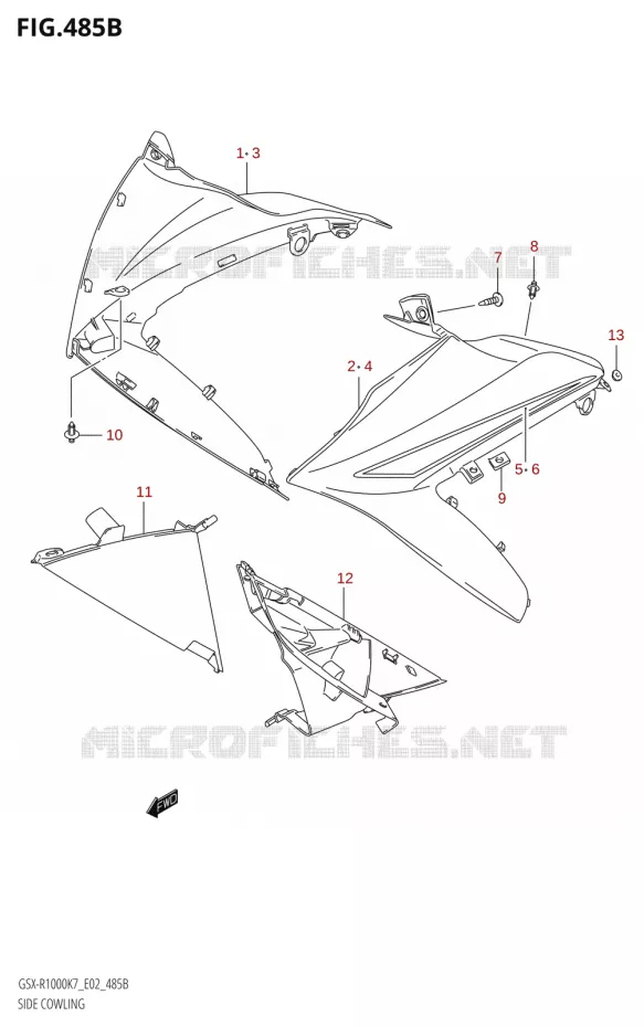 FLANCS DE CARENAGES Suzuki MOTO 1000 GSX-R 2008  GSX-R1000 K8 (E51)