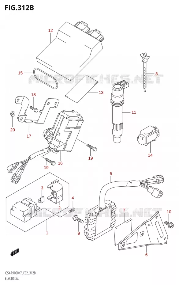 PARTIE ELECTRIQUE000U2) Suzuki MOTO 1000 GSX-R 2008  GSX-R1000 K8 (E19)