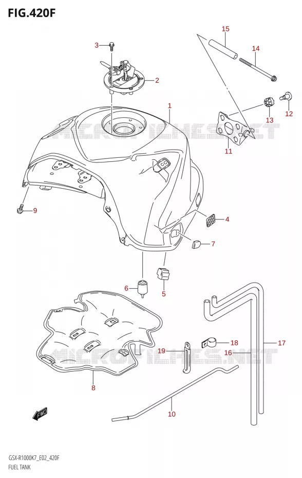 RESERVOIR D'ESSENCE:K8:(E24,P37)) Suzuki MOTO 1000 GSX-R 2008  GSX-R1000 K8 (E19)