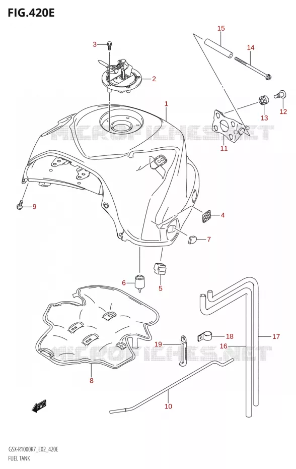 RESERVOIR D'ESSENCEU2:K8:E19) Suzuki MOTO 1000 GSX-R 2008  GSX-R1000 K8 (E24)