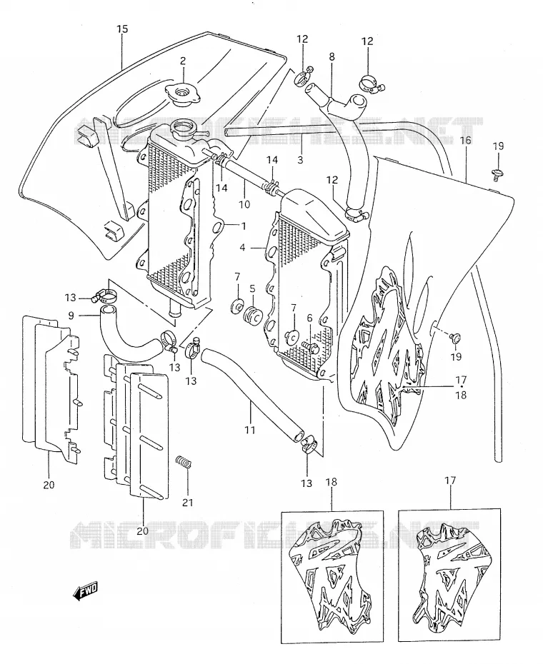 RADIATEUR (MODELE R / S) Suzuki MOTO 125 RM 1995  RM125 S (E03,E28,E33)