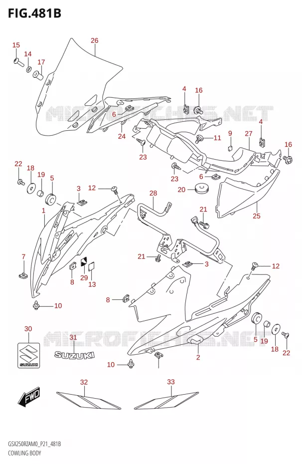 CARENAGES - ETIQUETTESS (FOR QHW) Suzuki MOTO 250 GSX-R 2020  GSX250RZA M0 P21
