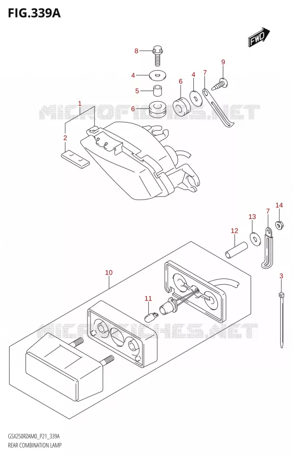 ENSEMBLE FEU ARRIERE Suzuki MOTO 250 GSX-R 2020  GSX250RZA M0 P21