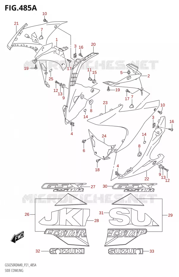 FLANCS DE CARENAGESV) Suzuki MOTO 250 GSX-R 2020  GSX250RZA M0 P21
