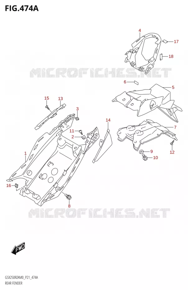 GARDE BOUE ARRIERE Suzuki MOTO 250 GSX-R 2020  GSX250RZA M0 P21