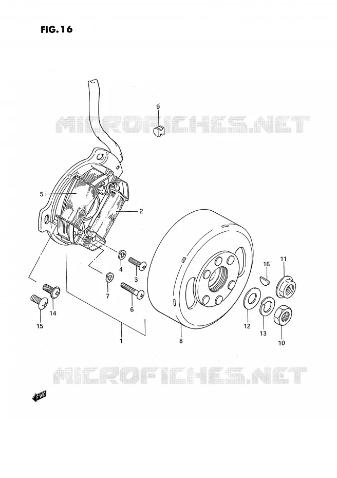 ALLUMAGE ROTOR - STATOR (MODELE D/H/L/M E15) Suzuki MOTO 50 PV 1999  PV50X(E15)