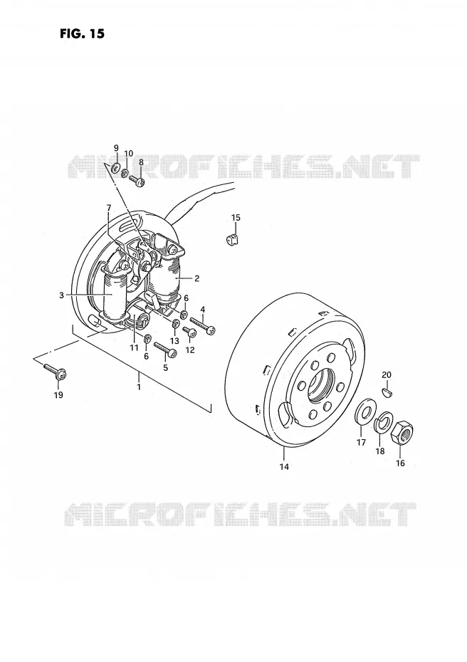 ALLUMAGE ROTOR - STATOR (MODELE X E15, MODELE D/H/L/M E43) Suzuki MOTO 50 PV 1983  PV50D(E15)