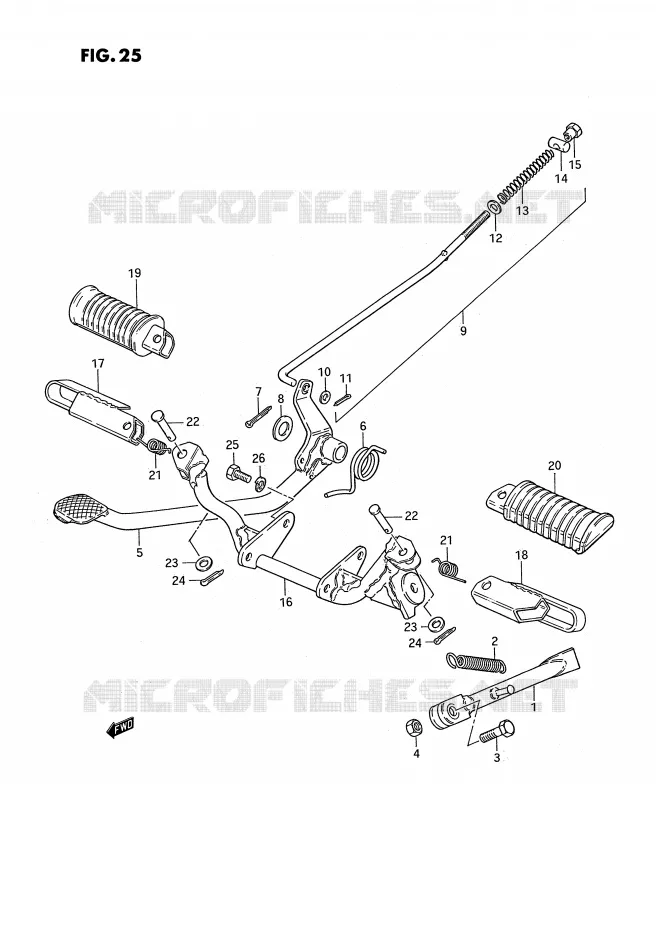 BEQUILLE - PEDALE DE FREIN ARRIERE Suzuki MOTO 50 PV 1987  PV50H(E15)