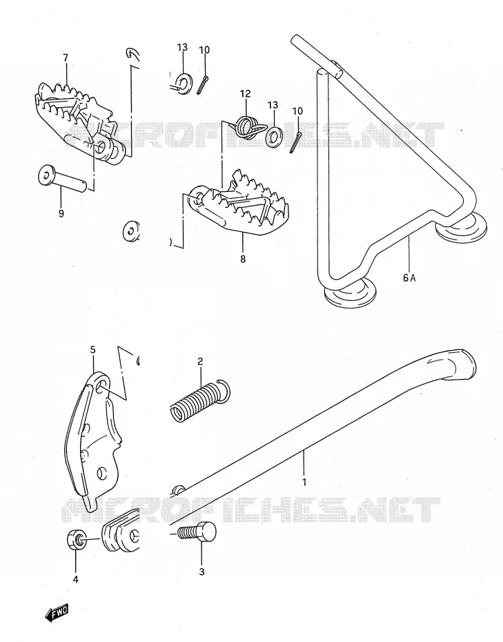 BEQUILLE - REPOSE PIED Suzuki MOTO 125 RM 1993  RM125P(E28)