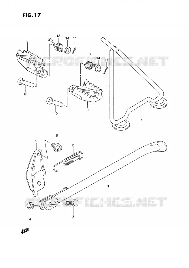 BEQUILLE - REPOSE PIED Suzuki MOTO 250 RM 1993  RM250P(E2)