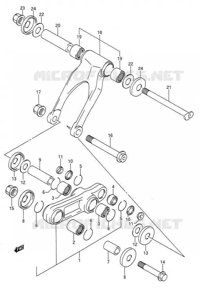 BIELLETTE D'AMORTISSEUR (MODELE L) Suzuki MOTO 125 RM 1990  RM125L(E28)