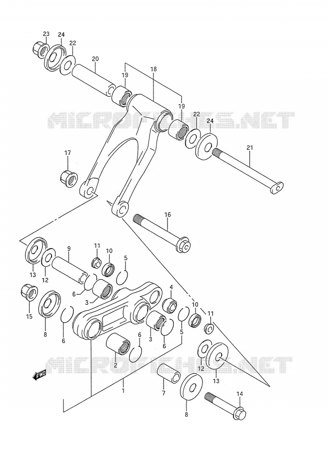 BIELLETTE D'AMORTISSEUR (MODELE L) Suzuki MOTO 250 RM 1992  RM250N(E28)