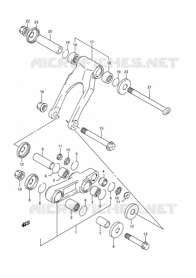 BIELLETTE D'AMORTISSEUR (MODELE N) Suzuki MOTO 250 RM 1990  RM250L(E28)