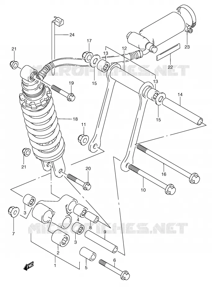 BIELLETTE D'AMORTISSEUR (MODELE P/R/T) Suzuki MOTO 250 RG 1996  RGV250T(E24)