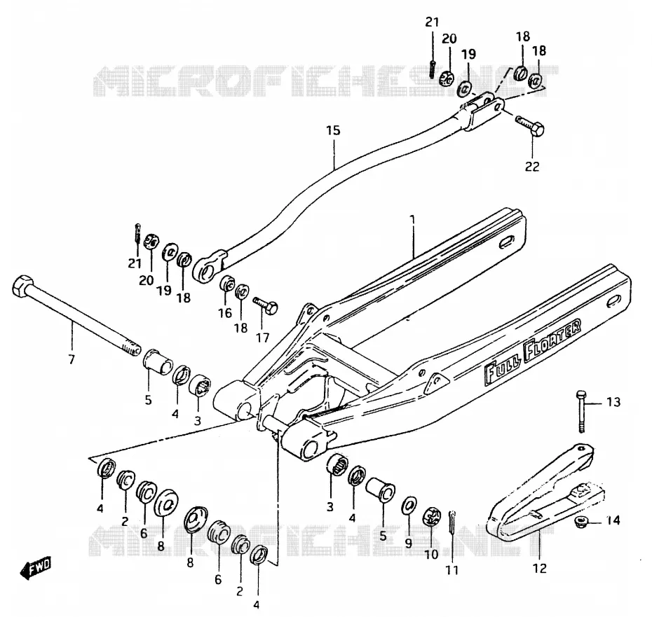 BRAS OSCILLANT ARRIERE (MODELE D) Suzuki MOTO 500 RM 1983  RM500D(D/E)