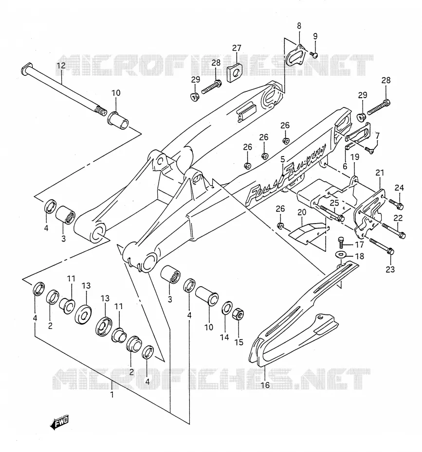 BRAS OSCILLANT ARRIERE (MODELE K/L) Suzuki MOTO 250 RM 1991  RM250M(E28)