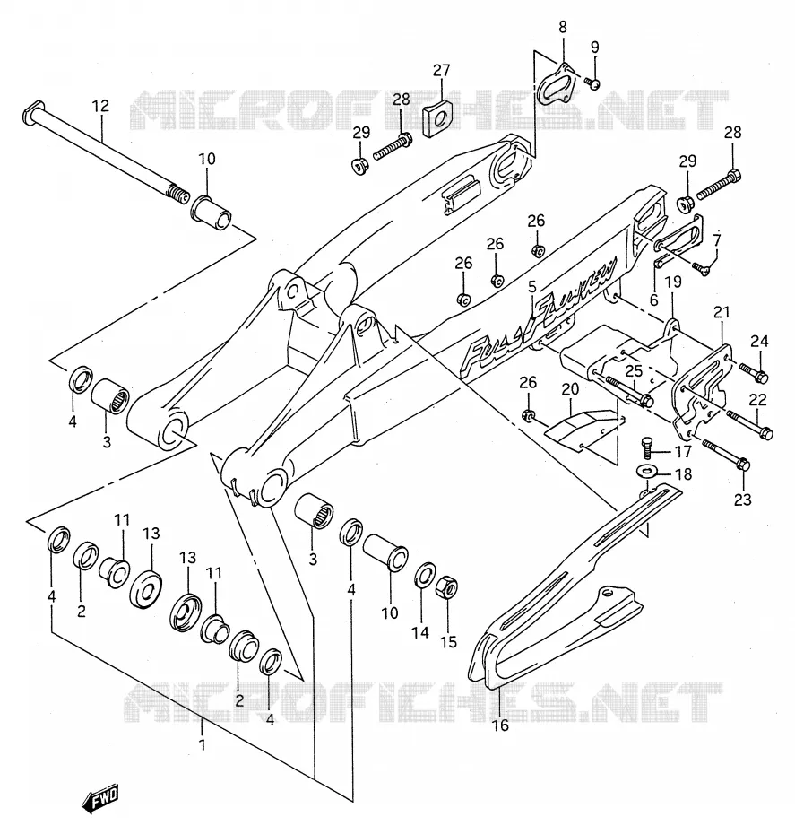 BRAS OSCILLANT ARRIERE (MODELE L) Suzuki MOTO 125 RM 1990  RM125L(E28)