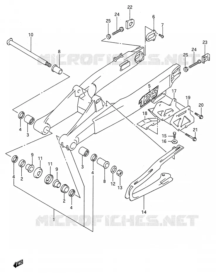 BRAS OSCILLANT ARRIERE (MODELE M) Suzuki MOTO 125 RM 1990  RM125L(E28)