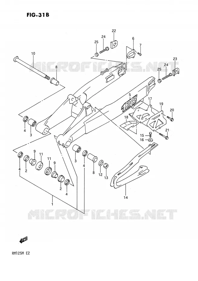 BRAS OSCILLANT ARRIERE (MODELE M) Suzuki MOTO 125 RM 1991  RM125 M (E02,E04,E24)