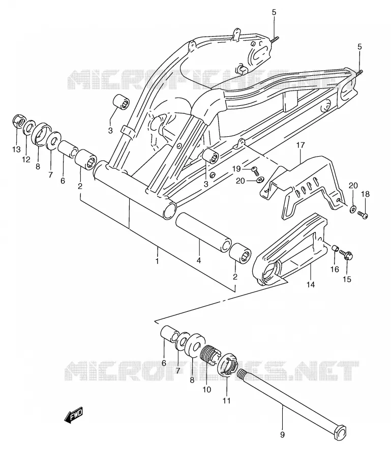 BRAS OSCILLANT ARRIERE (MODELE N) Suzuki MOTO 250 RG 1992  RGV250N(E24)