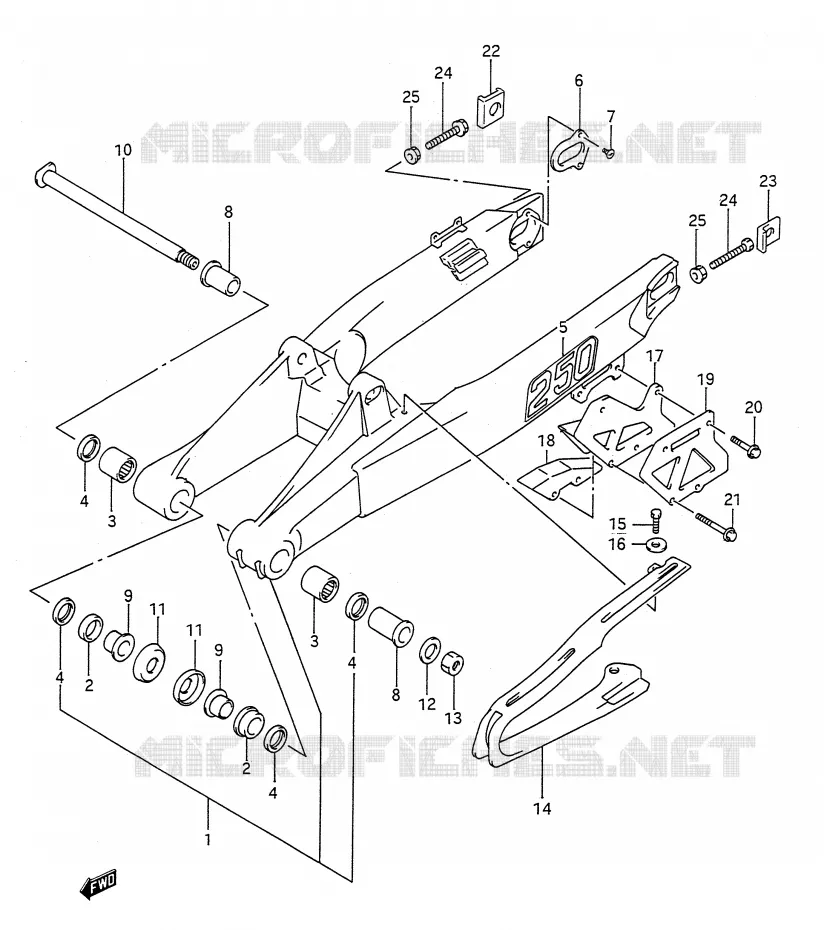 BRAS OSCILLANT ARRIERE (MODELE N) Suzuki MOTO 250 RM 1992  RM250 N (E03,E28,E33)