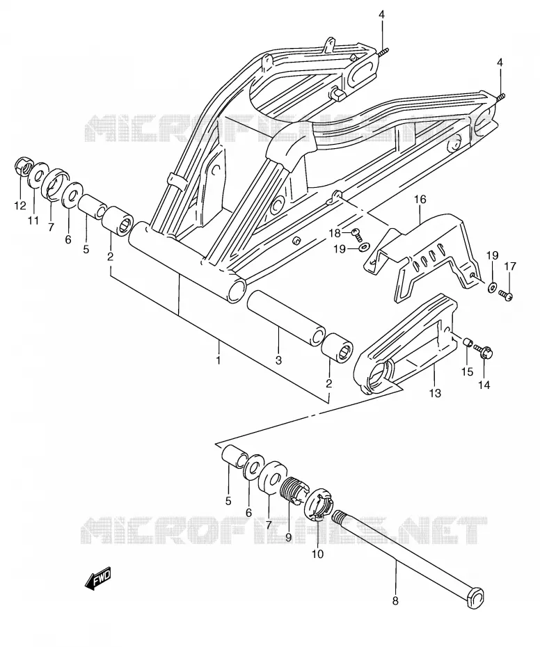 BRAS OSCILLANT ARRIERE (MODELE P/R/T) Suzuki MOTO 250 RG 1996  RGV250T(E24)