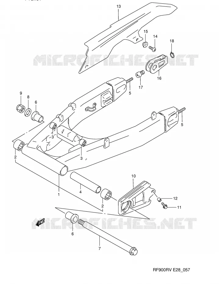 BRAS OSCILLANT ARRIERE (MODELE R/S) Suzuki MOTO 900 RF 1996  RF900RT(E28)