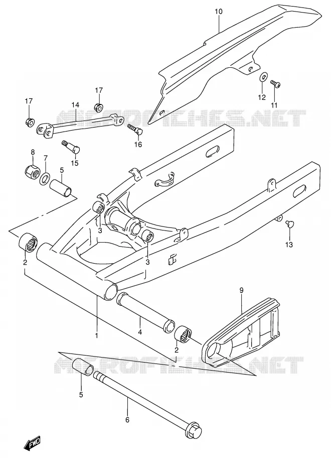 BRAS OSCILLANT ARRIERE (MODELE T/V) Suzuki MOTO 600 RF 1994  RF600RR(E2)