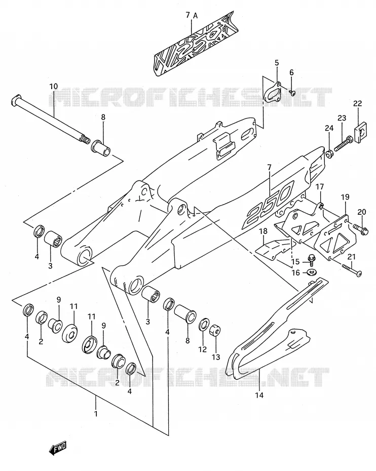 BRAS OSCILLANT ARRIERE Suzuki MOTO 250 RM 1995  RM250S(E28)