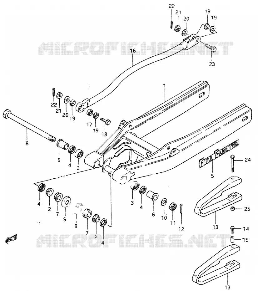 BRAS OSCILLANT ARRIERE Suzuki MOTO 465 RM 1982  RM465Z(X/Z)