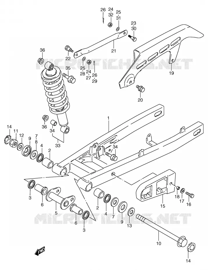 BRAS OSCILLANT ARRIERE Suzuki MOTO 80 RG 1985  RG80CF(E4)