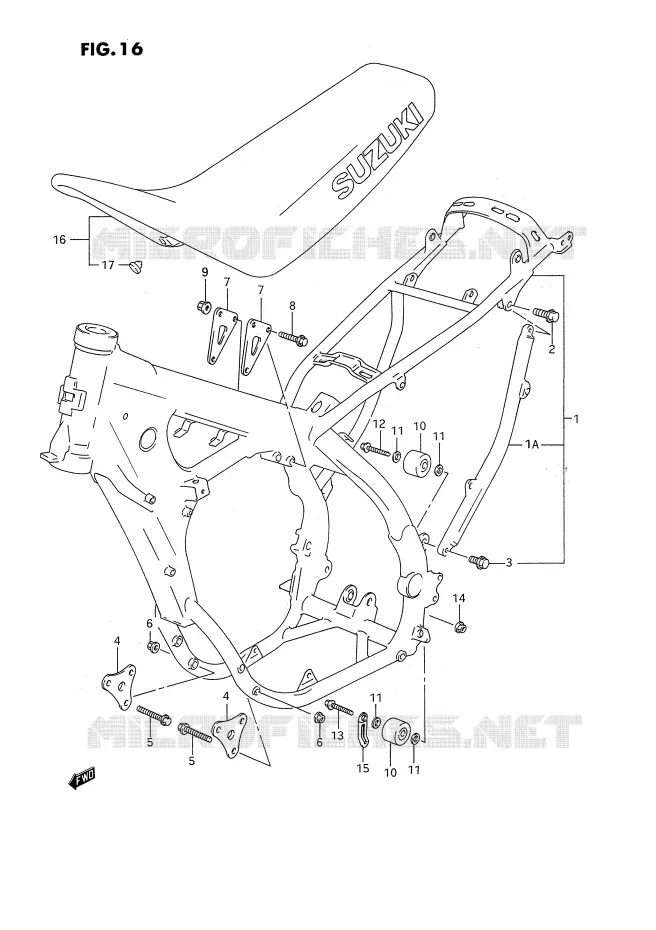 CADRE - SELLE (MODELE P) Suzuki MOTO 250 RM 1993  RM250P(E2)
