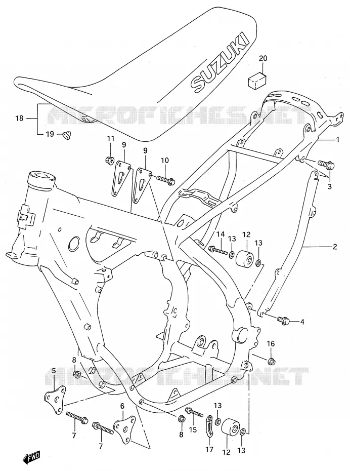 CADRE - SELLE (MODELE R/S) Suzuki MOTO 250 RM 1995  RM250S(E28)
