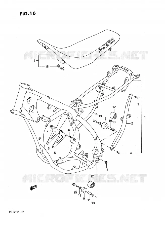 CADRE - SELLE Suzuki MOTO 125 RM 1989  RM125K(E2)